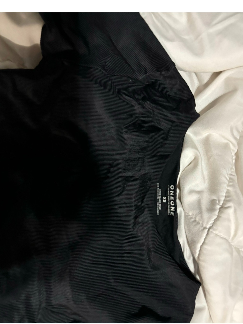 ONE ONE Black Ribbed Tee - Short Sleeve Crew